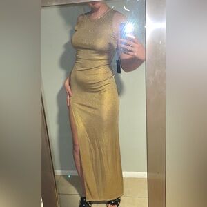 Gold Open Back Dress